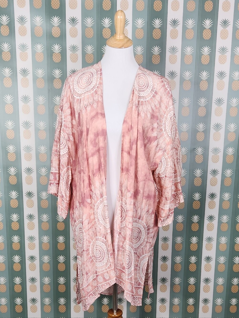 Lotus And Luna Blush Pink Tie-Dye Kimono